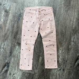 Isabel Marant Etoile Deacon Pink Star Embroidered Cropped Skinny Jeans 40 / 8